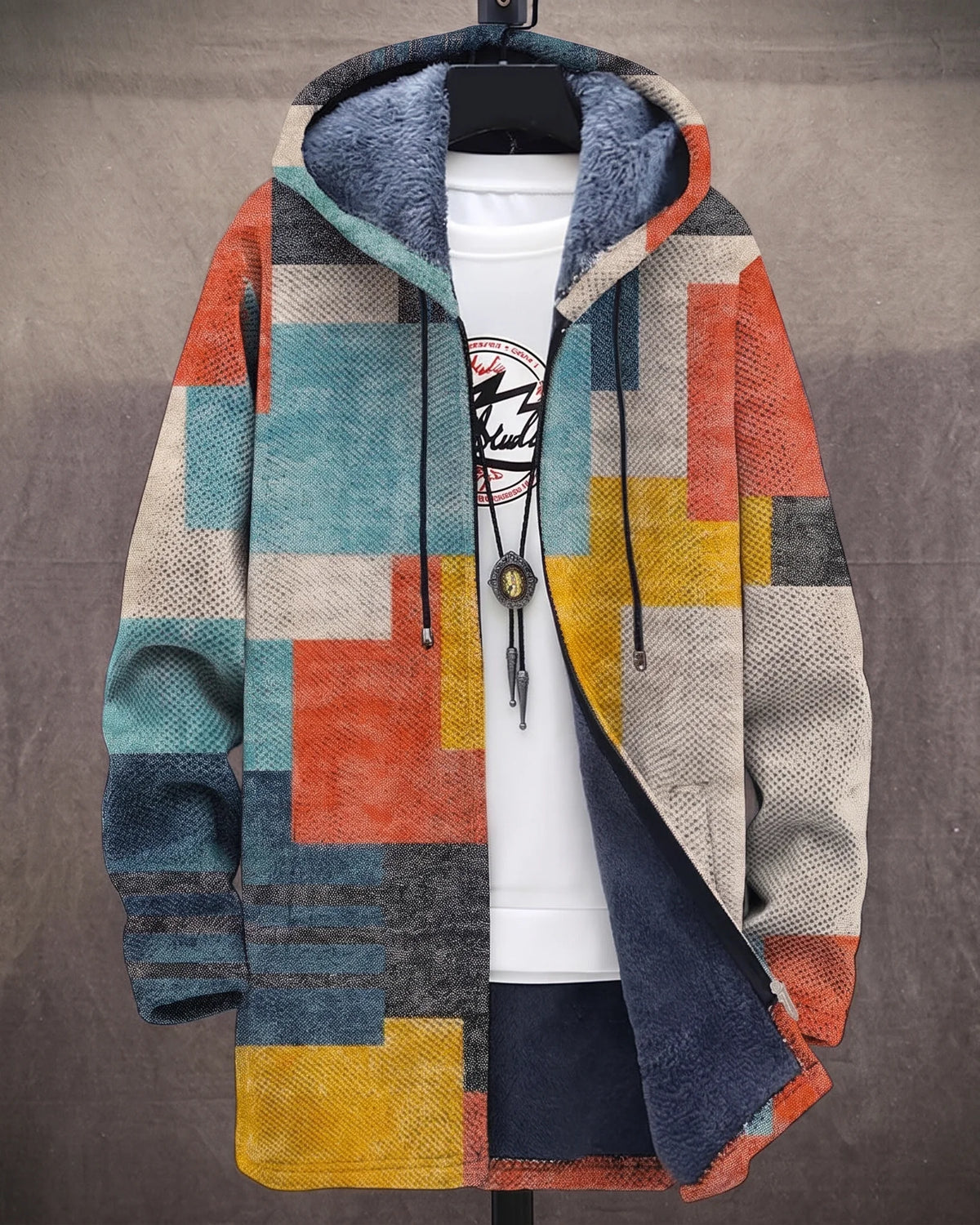 Maxime - Colour-Block Fleece-Lined Coat