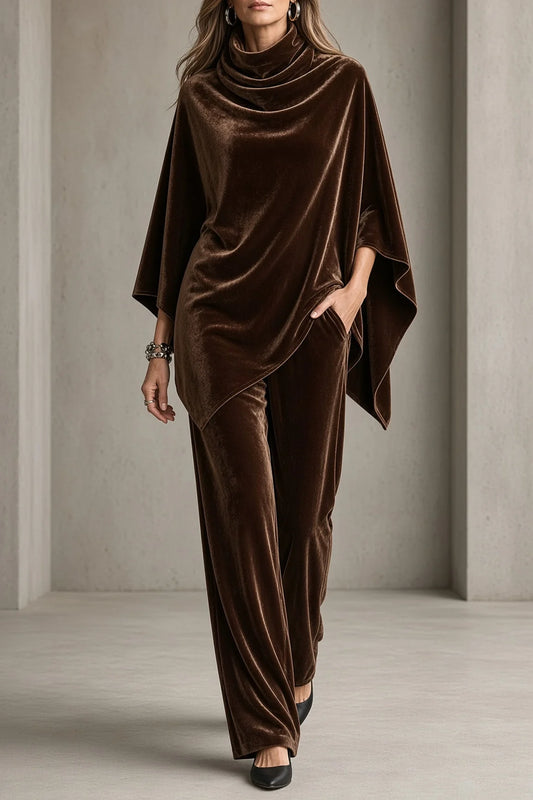 Claudine - Cowl-Neck Poncho Trouser Set