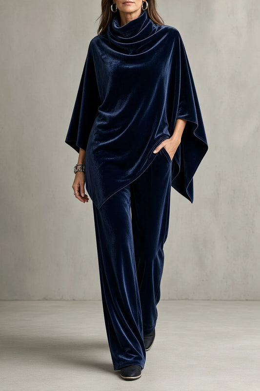Claudine - Cowl-Neck Poncho Trouser Set
