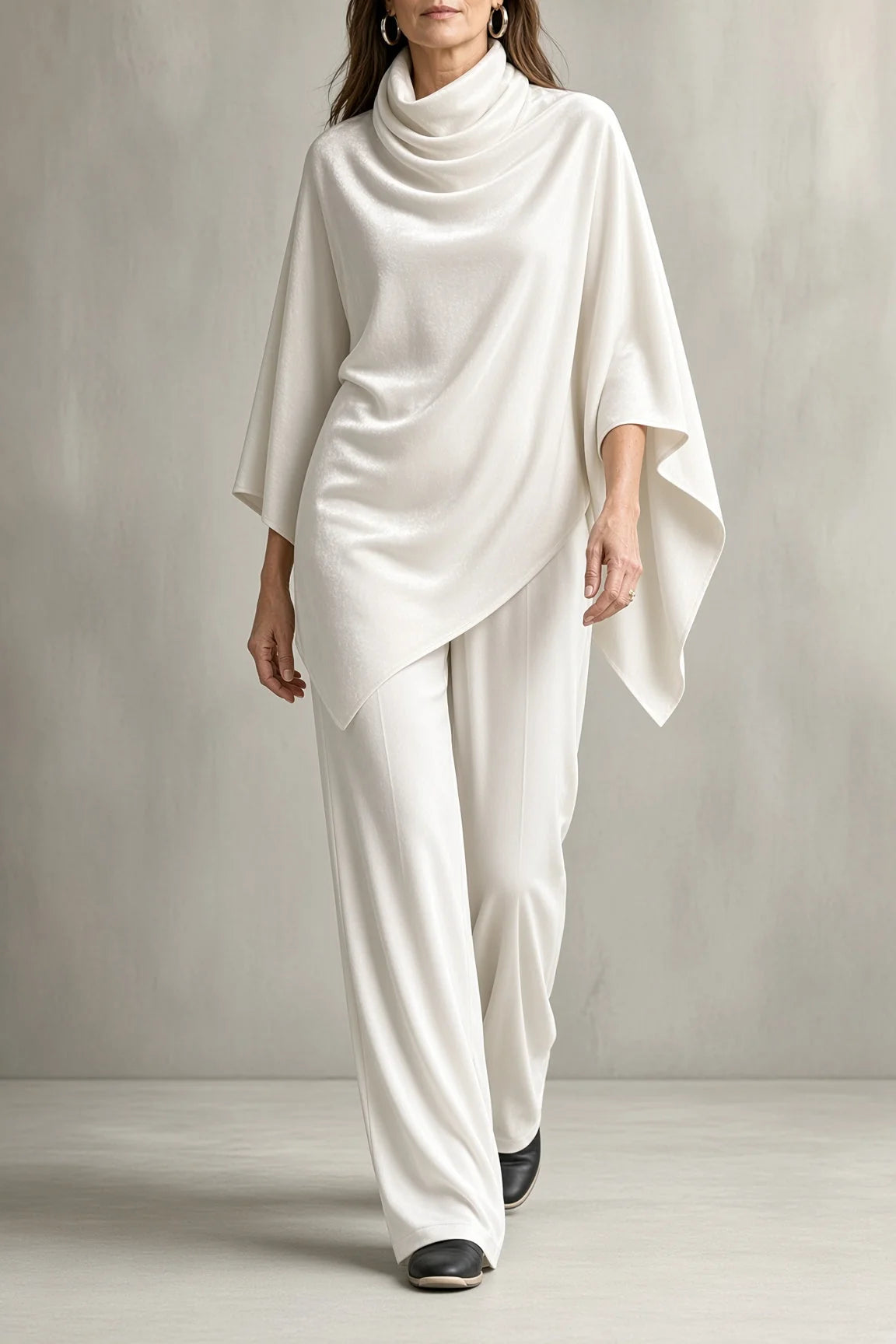 Claudine - Cowl-Neck Poncho Trouser Set