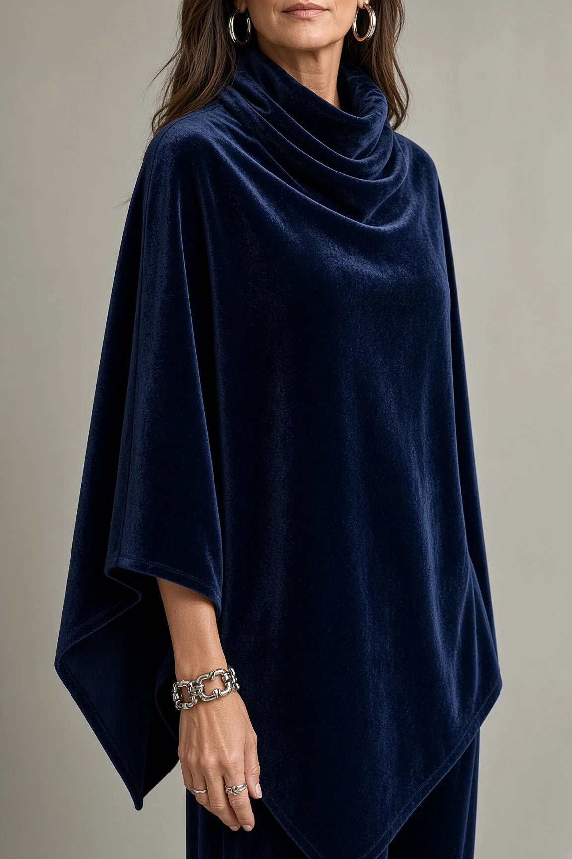 Claudine - Cowl-Neck Poncho Trouser Set