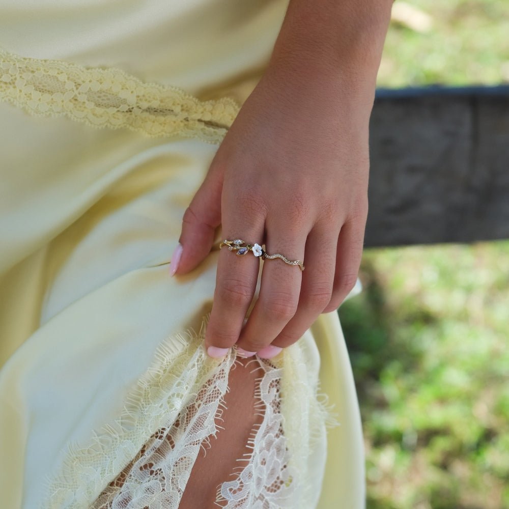 Ruby - Gold Crystal Flower Ring