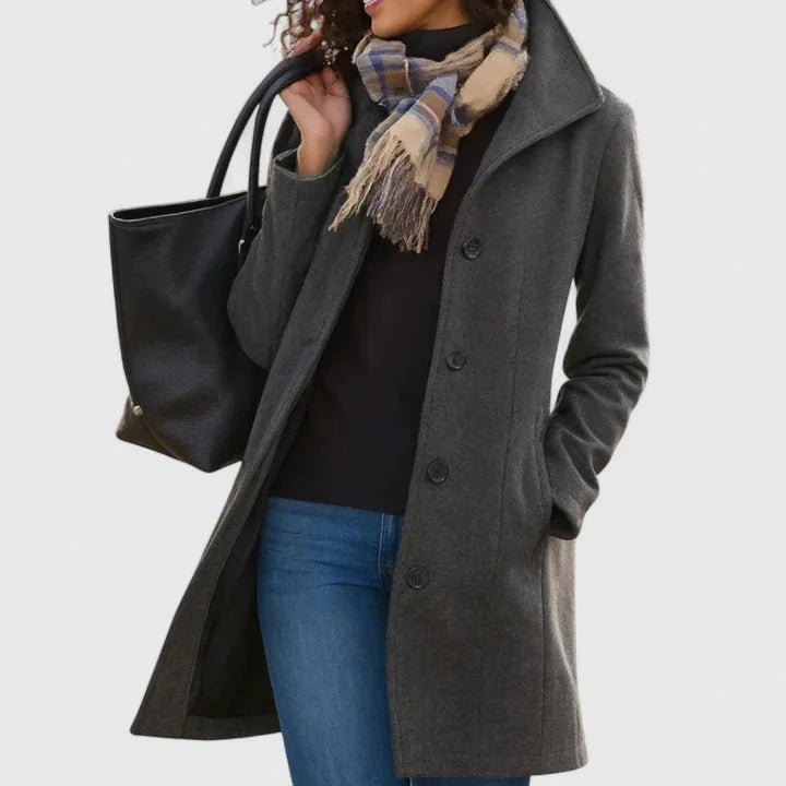 Corinne - Classic Wool-Blend Coat - Grey