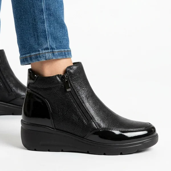 Paulette - Double-Zip Wedge Ankle Boots