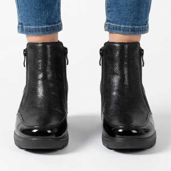 Paulette - Double-Zip Wedge Ankle Boots