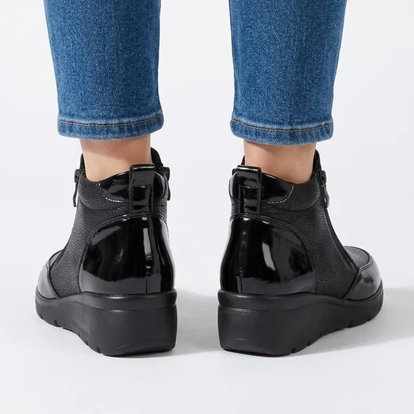 Paulette - Double-Zip Wedge Ankle Boots