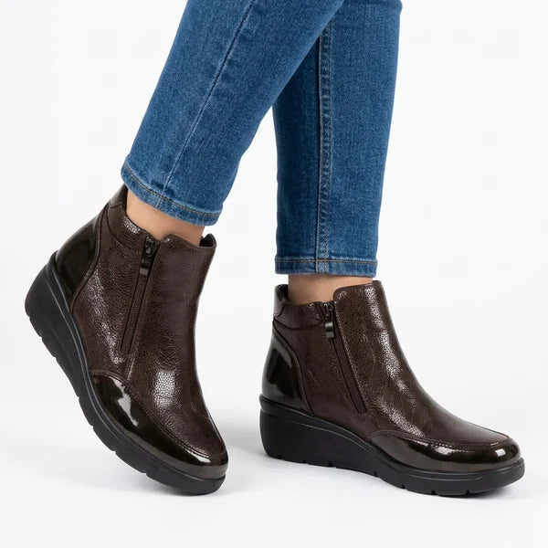 Paulette - Double-Zip Wedge Ankle Boots