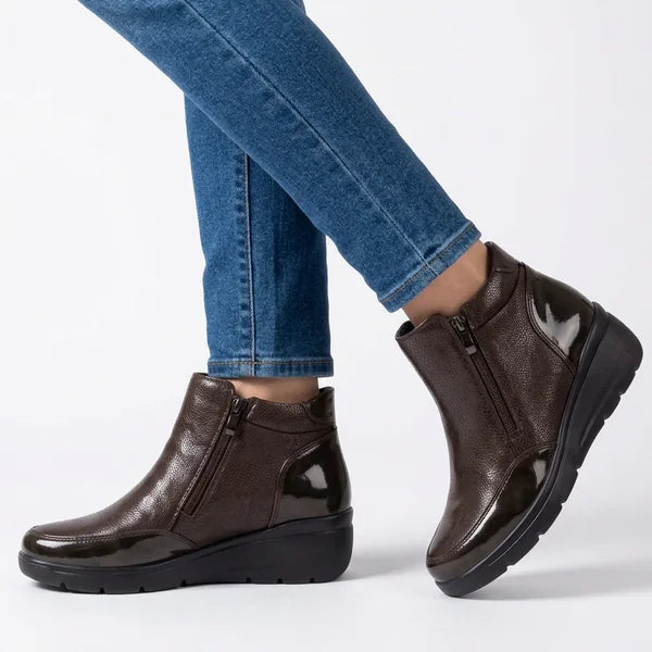Paulette - Double-Zip Wedge Ankle Boots