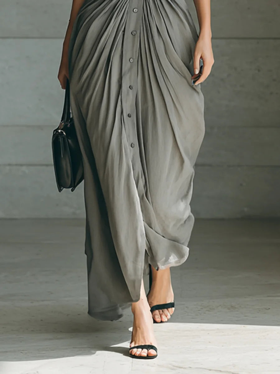 Brigitte - Draped Belted Maxi Dress