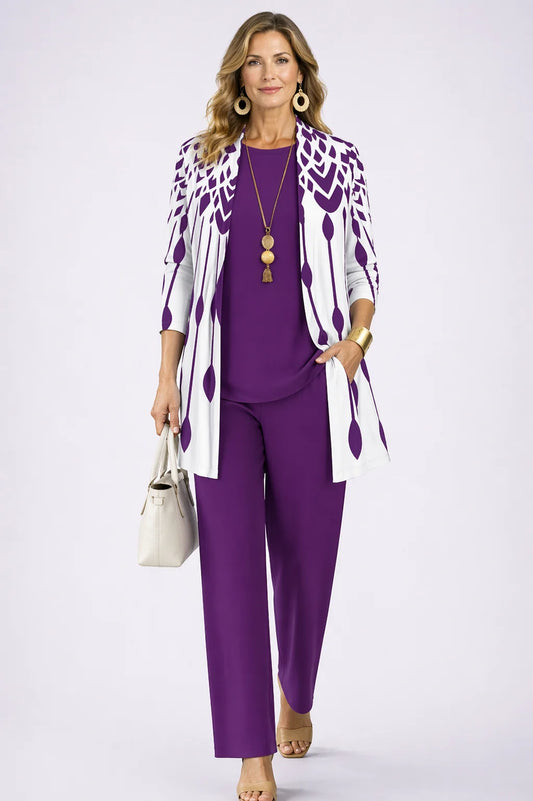 Francine - Drop-Print Three-Piece Pant Set