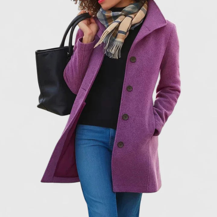 Corinne - Classic Wool-Blend Coat - Purple
