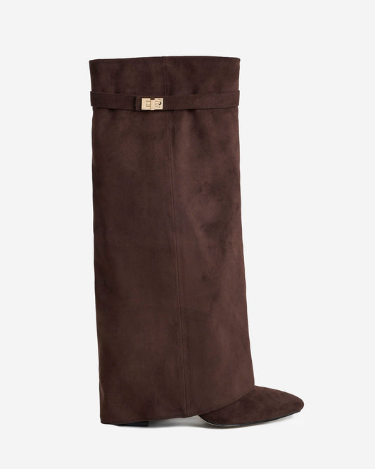 Lavista - Dark Brown Suede Knee-High Boots