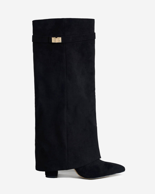 Lavista - Black Suede Knee-High Boots