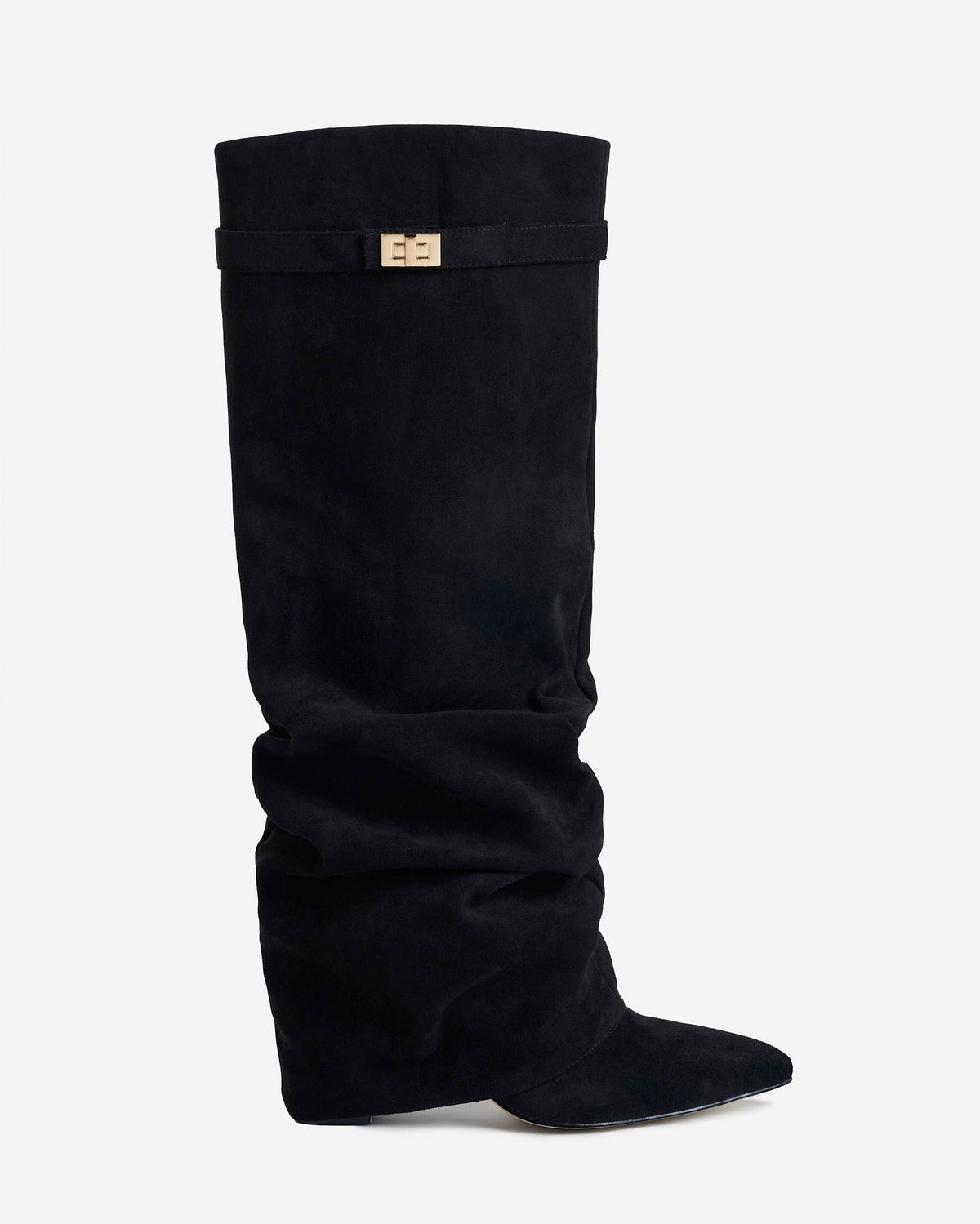 Lavista - Black Slouchy Suede Knee-High Boots