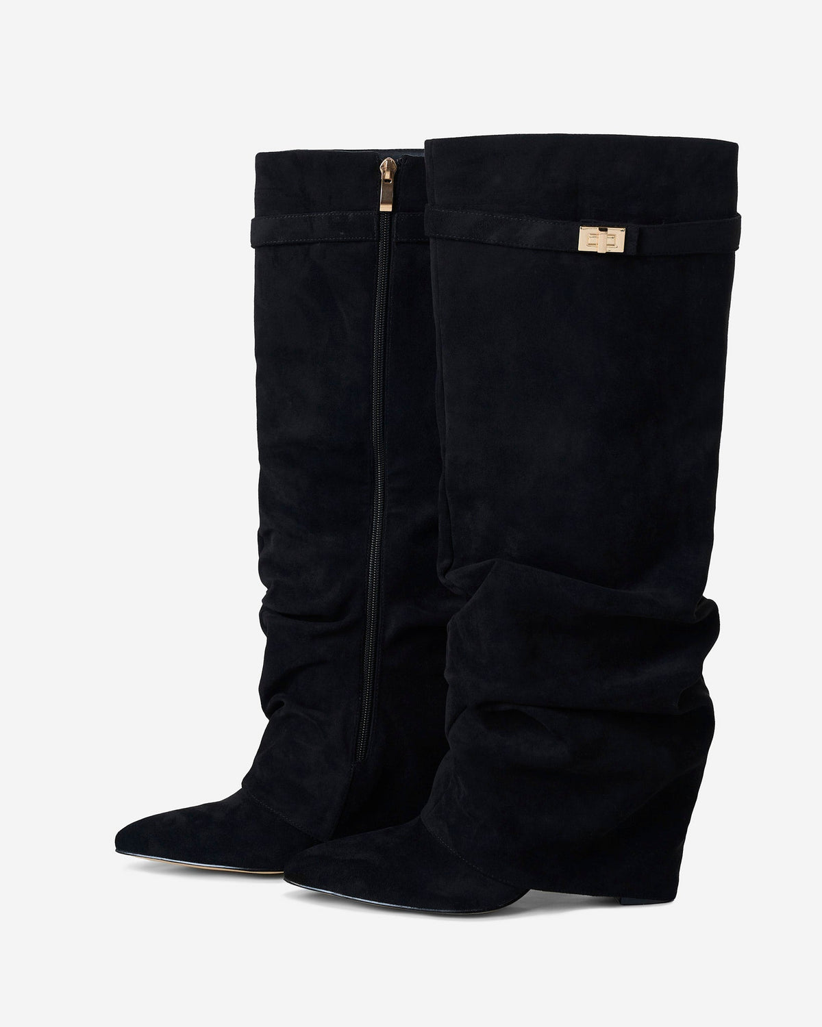 Lavista - Black Slouchy Suede Knee-High Boots - view 4