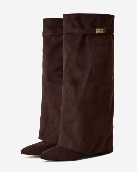 Lavista - Dark Brown Suede Knee-High Boots - view 2