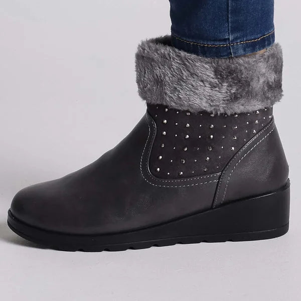 Dorothy - Faux-Fur Cuff Wedge Boots
