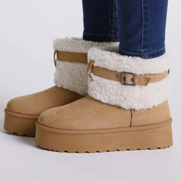 Kathy - Faux-Fur Strap Platform Boots