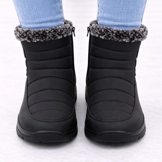 Doris - Faux-Fur Trim Quilted Boots