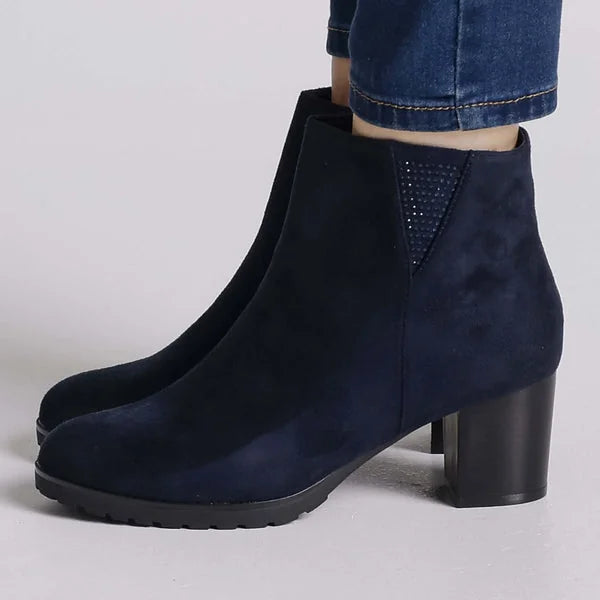 Erica - Faux-Suede Block-Heel Ankle Boots