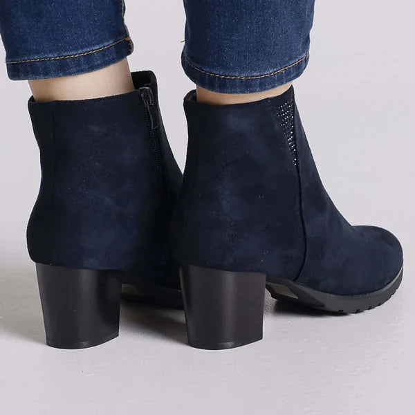 Erica - Faux-Suede Block-Heel Ankle Boots