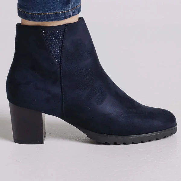 Erica - Faux-Suede Block-Heel Ankle Boots