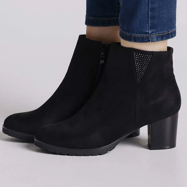 Erica - Faux-Suede Block-Heel Ankle Boots