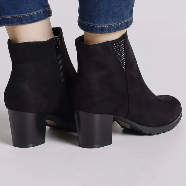 Erica - Faux-Suede Block-Heel Ankle Boots