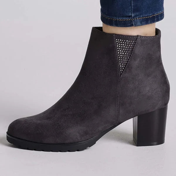 Erica - Faux-Suede Block-Heel Ankle Boots