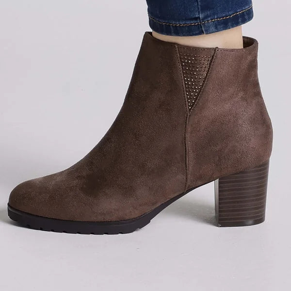 Erica - Faux-Suede Block-Heel Ankle Boots