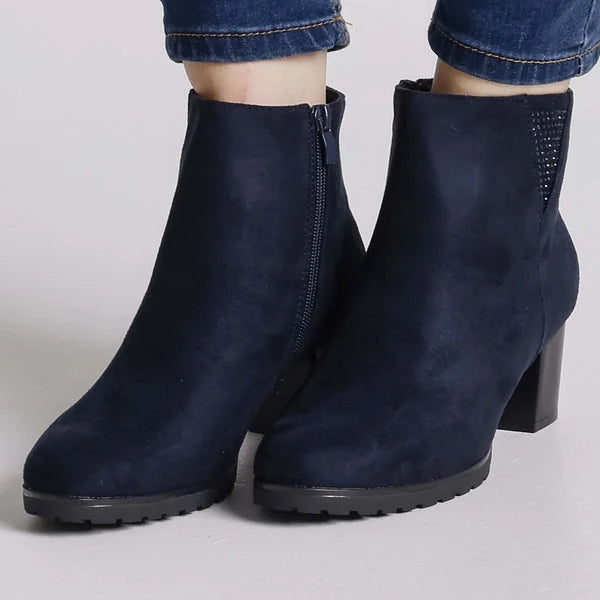 Erica - Faux-Suede Block-Heel Ankle Boots