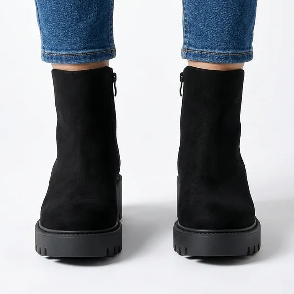 Cindy - Faux-Suede Lug-Sole Ankle Boots
