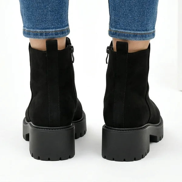 Cindy - Faux-Suede Lug-Sole Ankle Boots