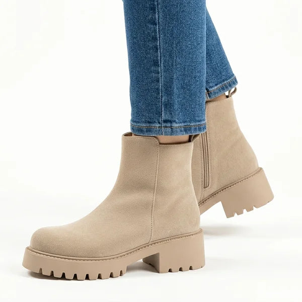 Cindy - Faux-Suede Lug-Sole Ankle Boots