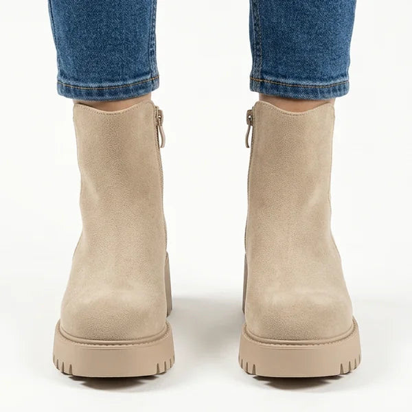 Cindy - Faux-Suede Lug-Sole Ankle Boots