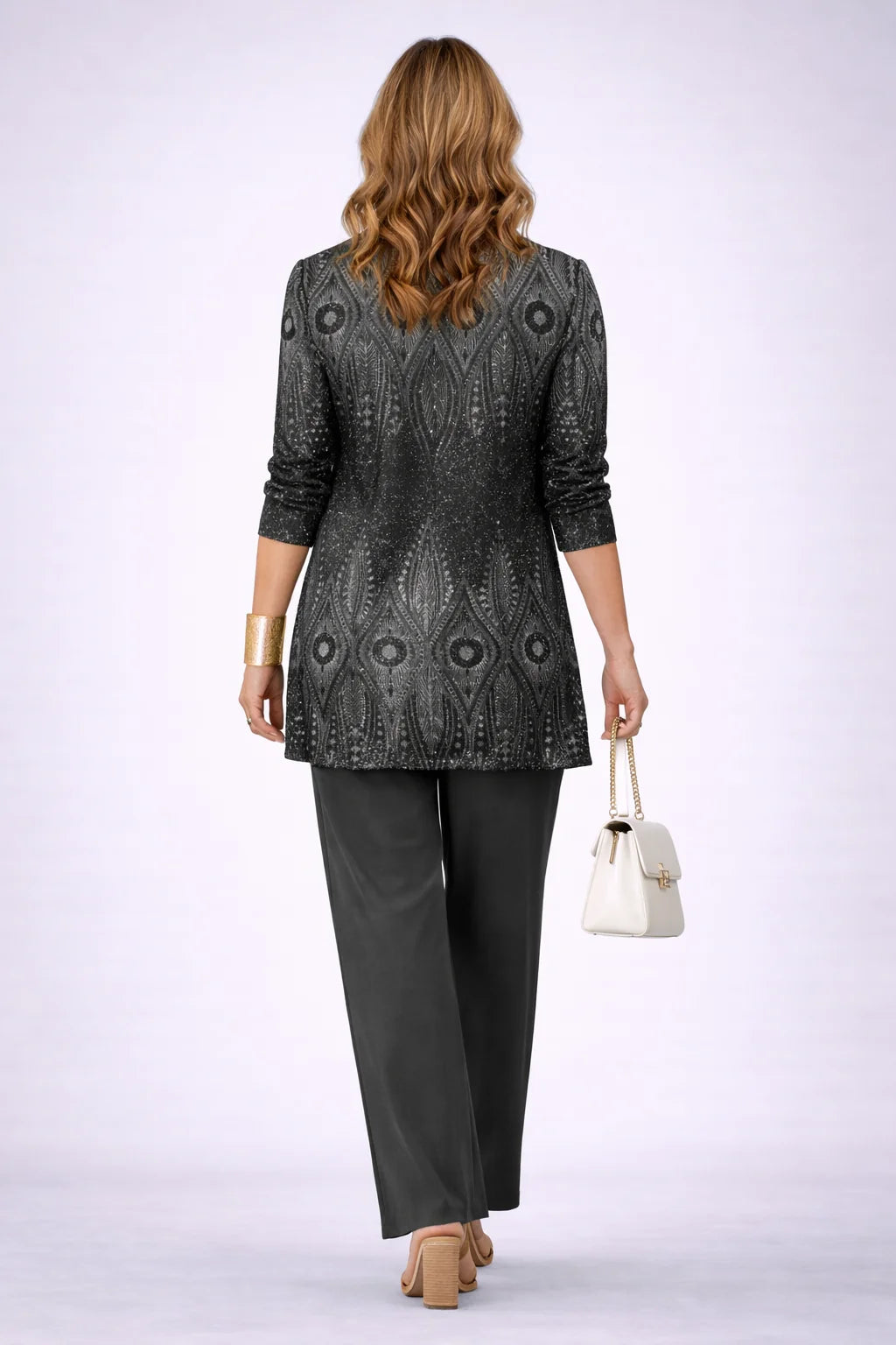 Ginette - Feather-Print Three-Piece Pant Set