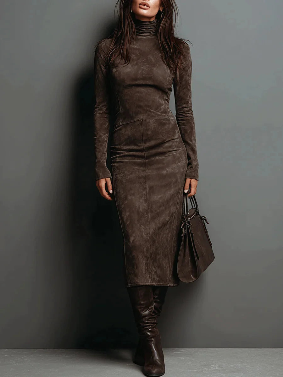 Marianne - Fitted Turtleneck Midi Dress