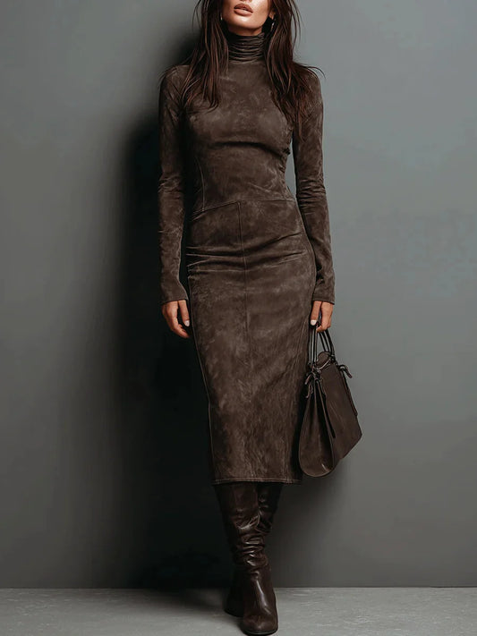 Marianne - Fitted Turtleneck Midi Dress