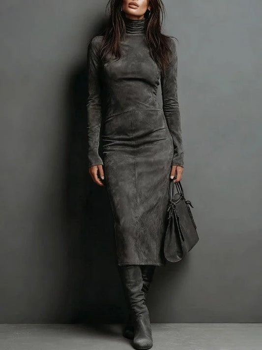 Marianne - Fitted Turtleneck Midi Dress