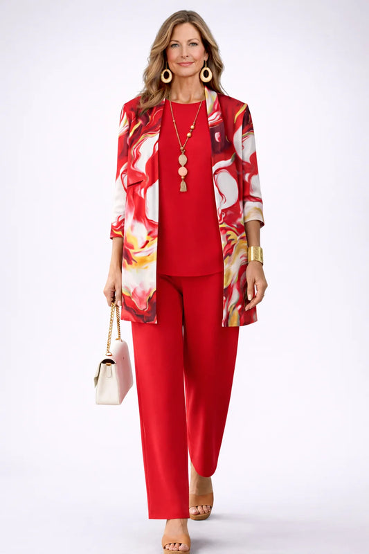 Gelsey - Floral-Print Three-Piece Pant Set