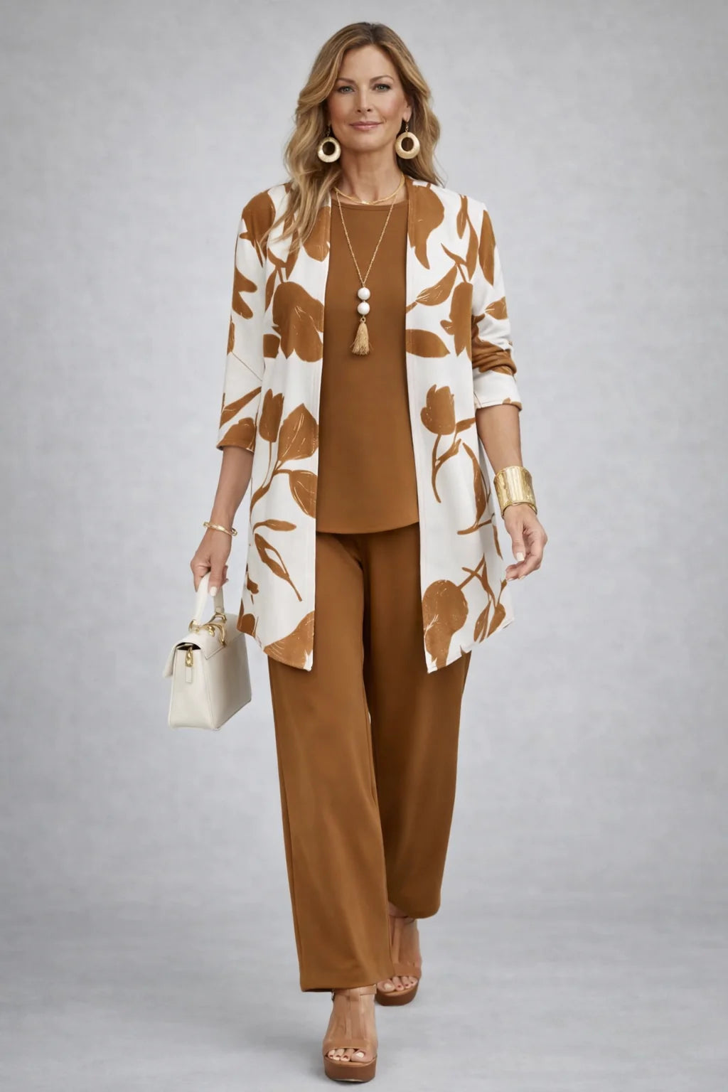 Roxanne - Floral-Print Three-Piece Pant Set