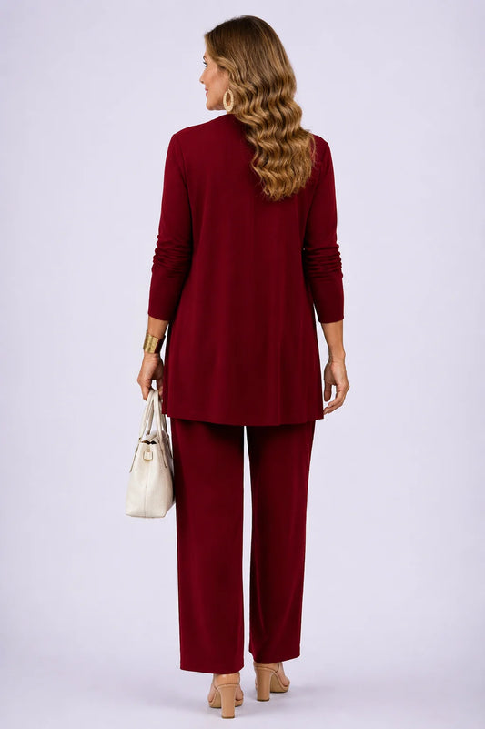 Lori - Floral-Top Three-Piece Pant Set