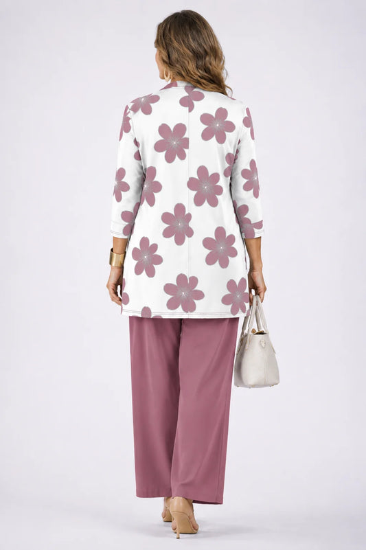 Vicky - Flower-Print Three-Piece Pant Set