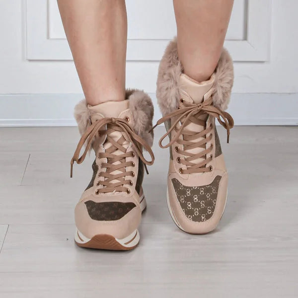 Kristin - Fur-Cuff Lace-Up Sneaker Boots