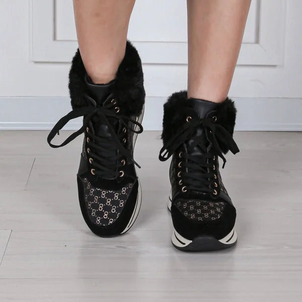 Kristin - Fur-Cuff Lace-Up Sneaker Boots