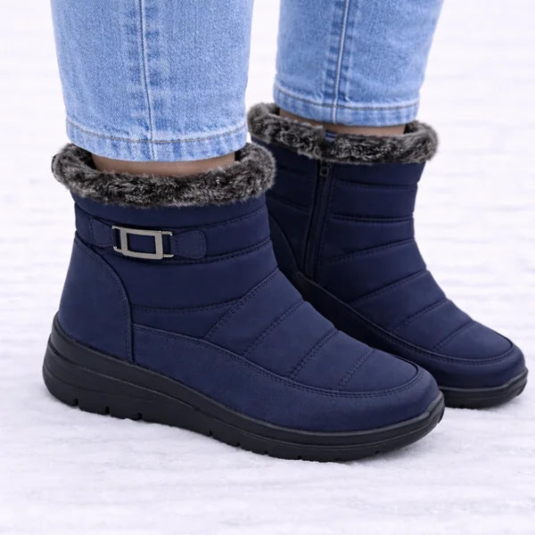 Joyce - Fur-Trim Buckle Quilted Boots