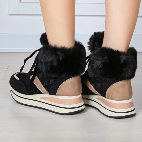 Kim - Fur-Trim Lace-Up Sneaker Boots