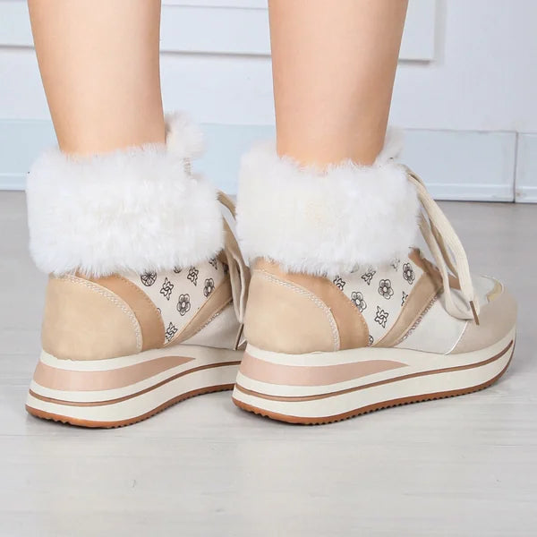 Kim - Fur-Trim Lace-Up Sneaker Boots