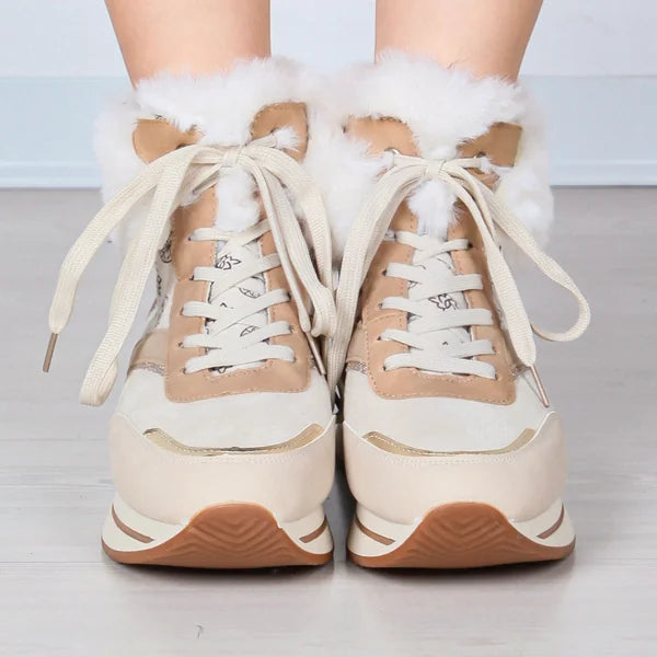 Kim - Fur-Trim Lace-Up Sneaker Boots