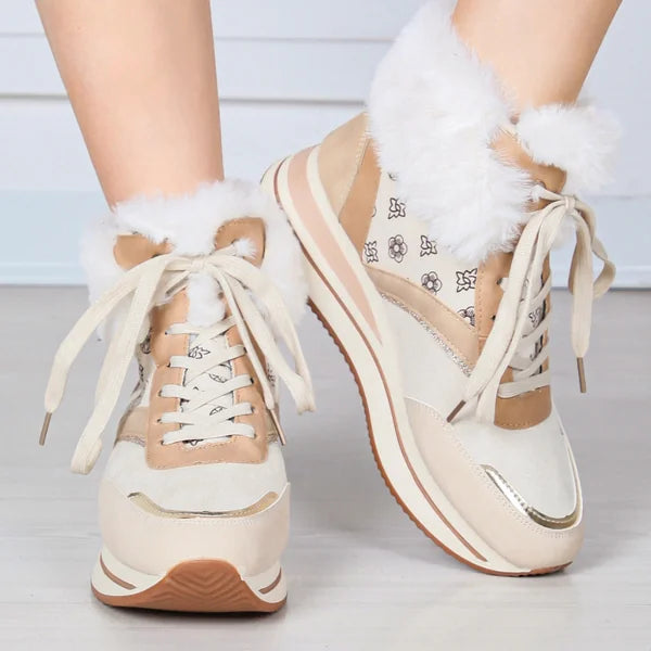 Kim - Fur-Trim Lace-Up Sneaker Boots